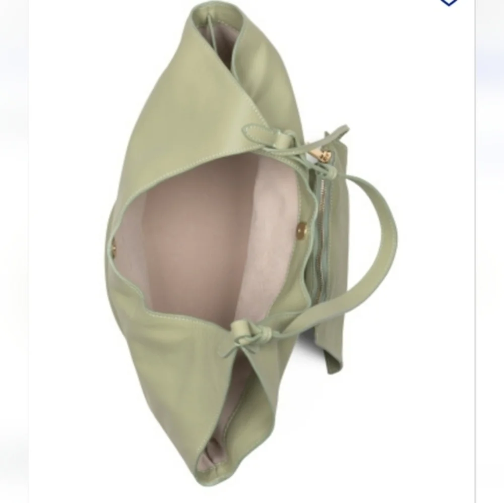 VIOLA CASTELLANI Made ln Italy Leather Hobo With Oval Bottom.Sage. NWT